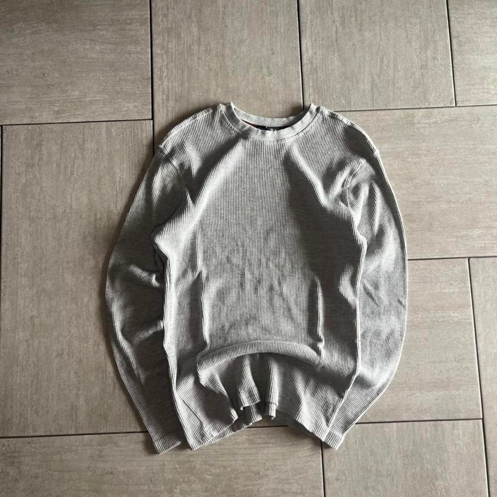 Beverly Hills Polo Club Thermal Shirt Heather Gray Waffle Knit Long Sleeve LS088